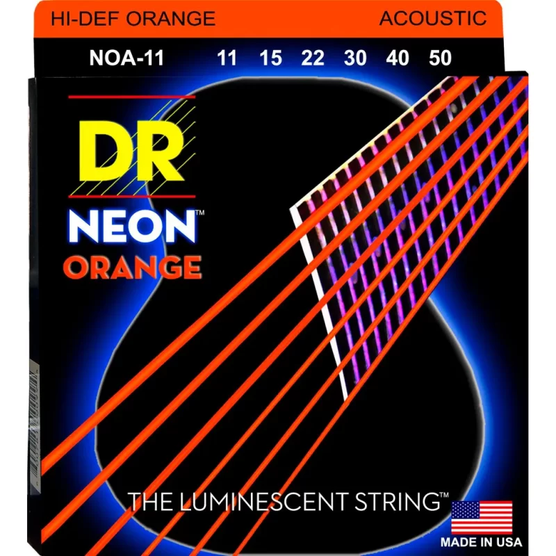 Corde per chitarra acustica DR NOA-11 NEON ORANGE