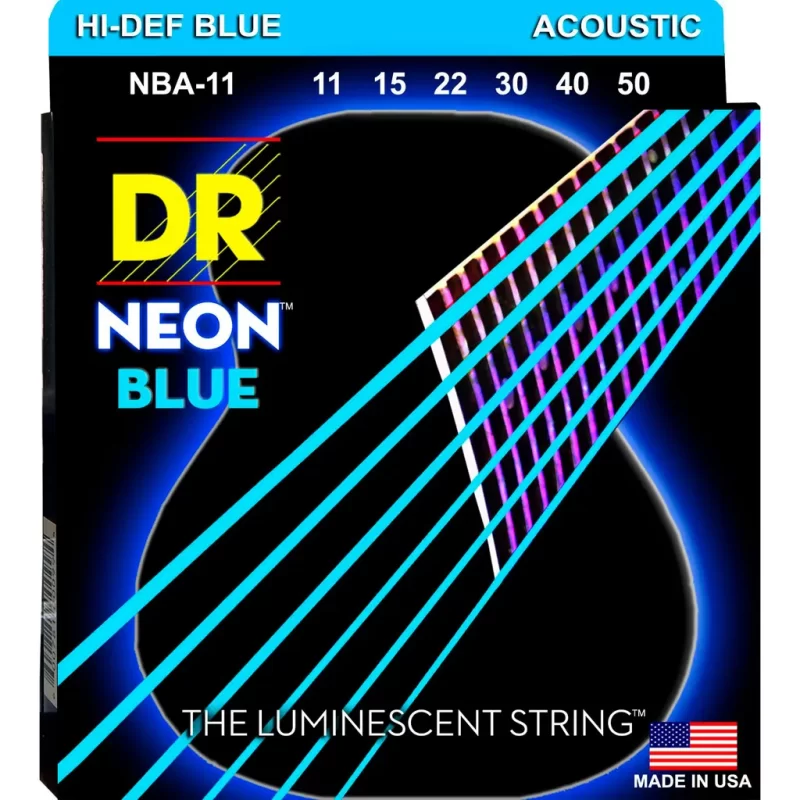 Corde per chitarra acustica DR NBA-11 NEON BLUE