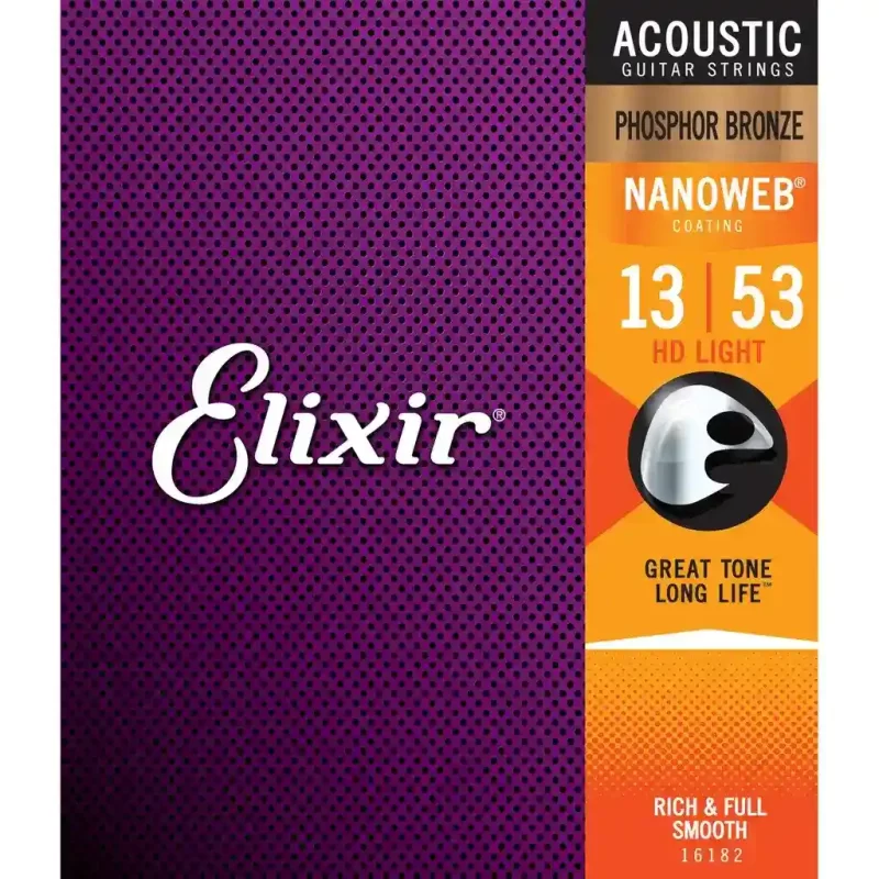 Set Corde per chitarra acustica ELIXIR 16182 Acoustic Phosphor Bronze NANOWEB