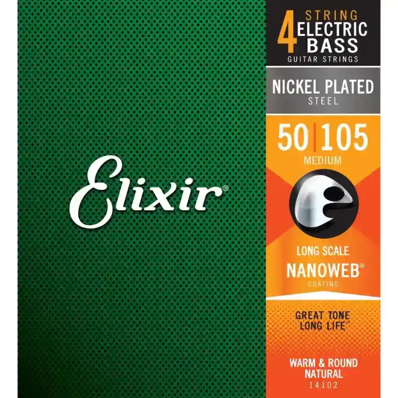 Set Corde per Basso ELIXIR 14102 Electric Bass Nickel Plated Steel NANOWEB